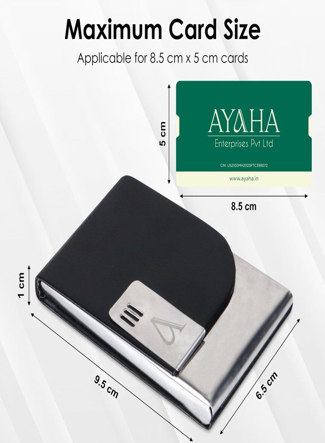 Ayaha PU Leather and Stainless Steel Credit Card Holder, Professional Business Card and Visiting Card Holder for Men and Women Card Case Wallet with Magnetic Clasp (Black) - Image 4
